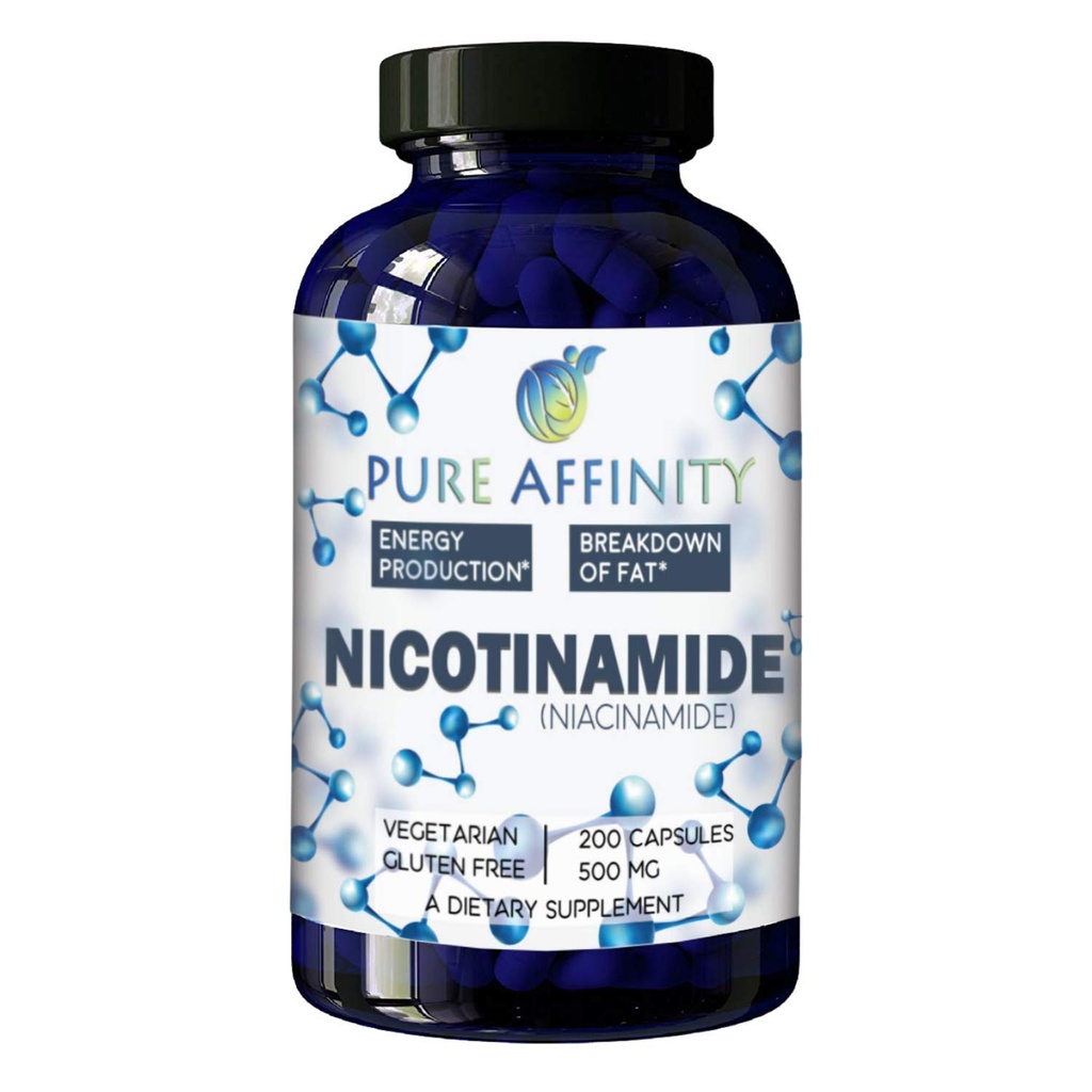 200 Count! B3 Nikotinamidi 500 mg Tehokas flunssaton niasiini. Energiatehostin, solujen regeneraattori, tukee kognitiivista deglinea, anti-aging ja auttaa rikkoa karbs & Fats (200 Ct)