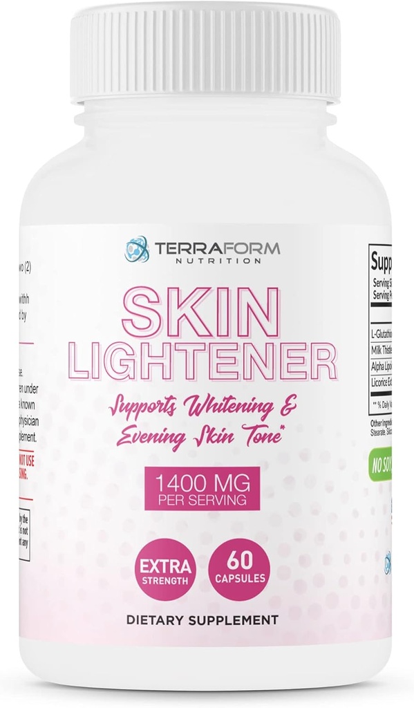 TerraForm ravitsemus ihon vaalentamiseen täydentää, Glutatione 1000mg per tarjoilu, kirkas ja tasainen ihon sävyjä, auttaa puhdistaa tummat kohteet ja akne arvet - 30 tarjoilua