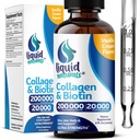 Liquid Collagen och Biotin, 2 Fl. Oz, Ultra-Strength Collagen Supplements for Women, Third-Party Tested Biotin for Hair Growth Women, Nails och Skin Vitamins B7 Collageno Peptides - Vanilla Flavor