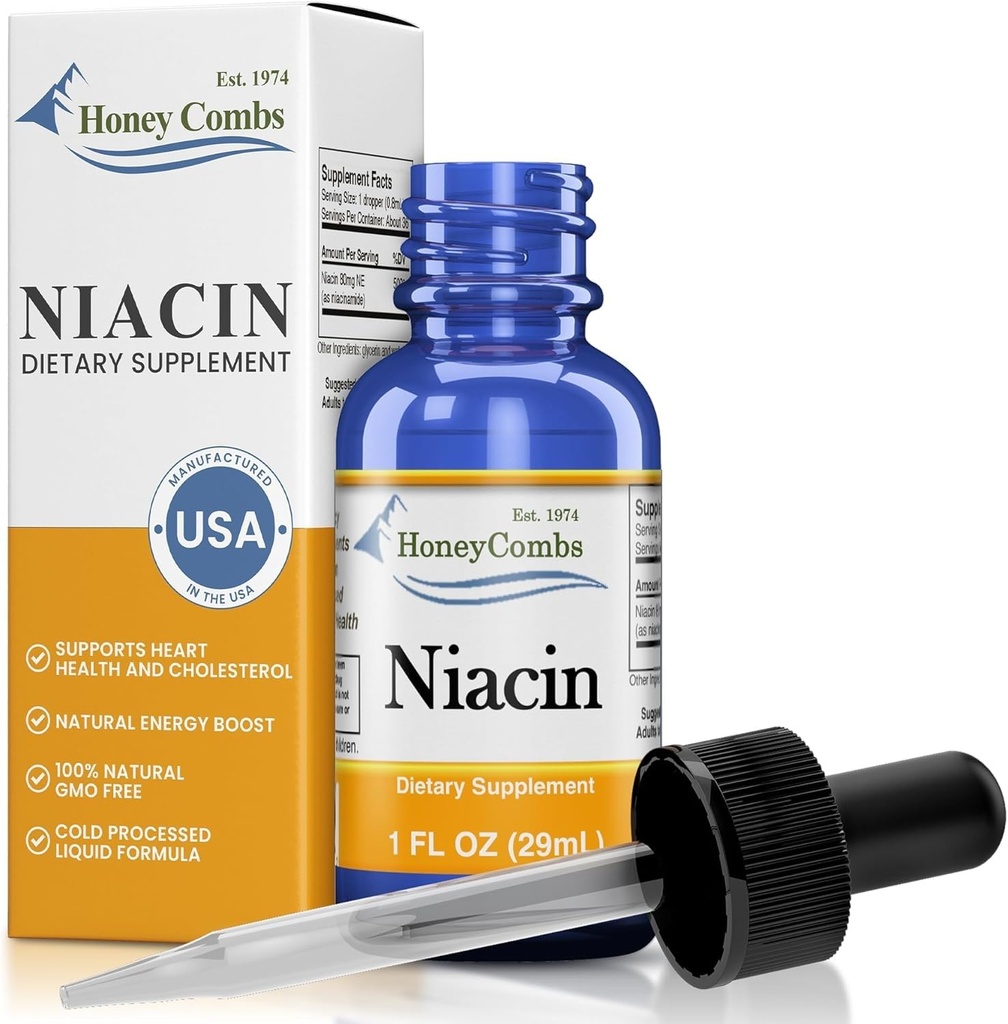 Niacin Liquid Drops Made in USA - B3-vitamiini täydentää - 500% DV per tarjoilu - 36 tarjoilua per kontti - Suuri miehille, naisille, lapsille - Vegaani B7-vitamiinia - B7-vitamiinin kokoa myös saatavilla