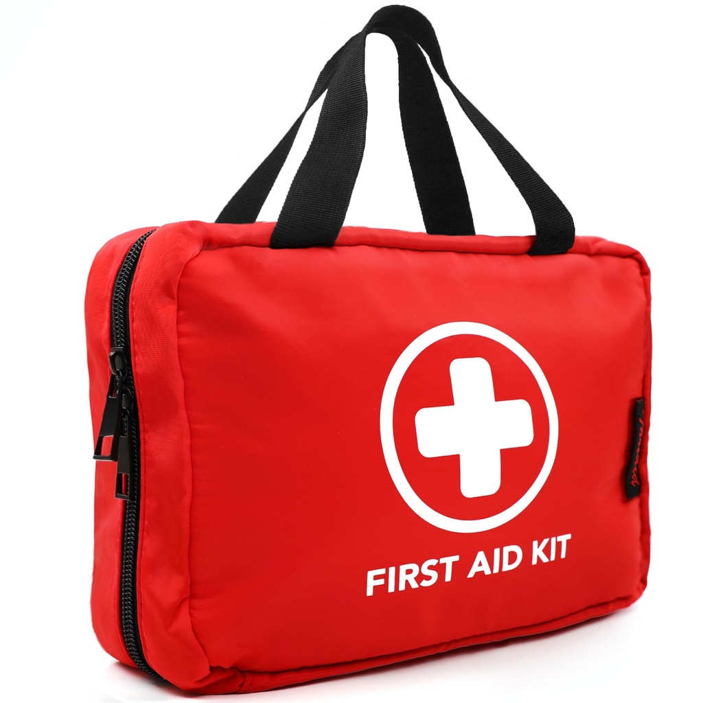 330 Piece First Aid Kit, Premium Waterproof Compact Trauma Medical Kits för alla nödsituationer, idealisk för hem, kontor, bil, resor, utomhus, camping, vandring, båt (röd)