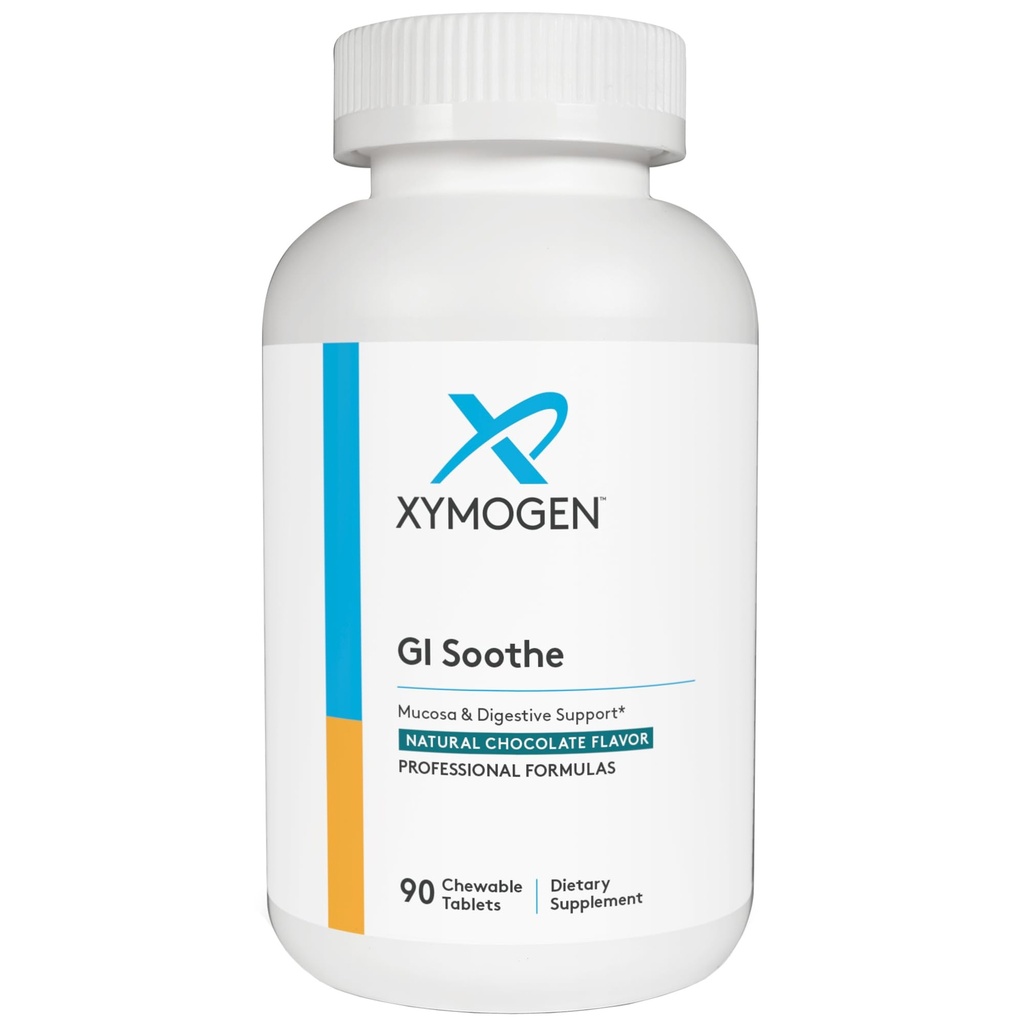 XYMOGEN Gut Health Lisäravinteet - GI Soothe Chocolate - Slippery Elm Bark, Licorice Root Extract & Marshmallow Root - edistää GI Lining Health, lievä turvotusta lievittää & ruoansulatuskanavan (90 tablettia)