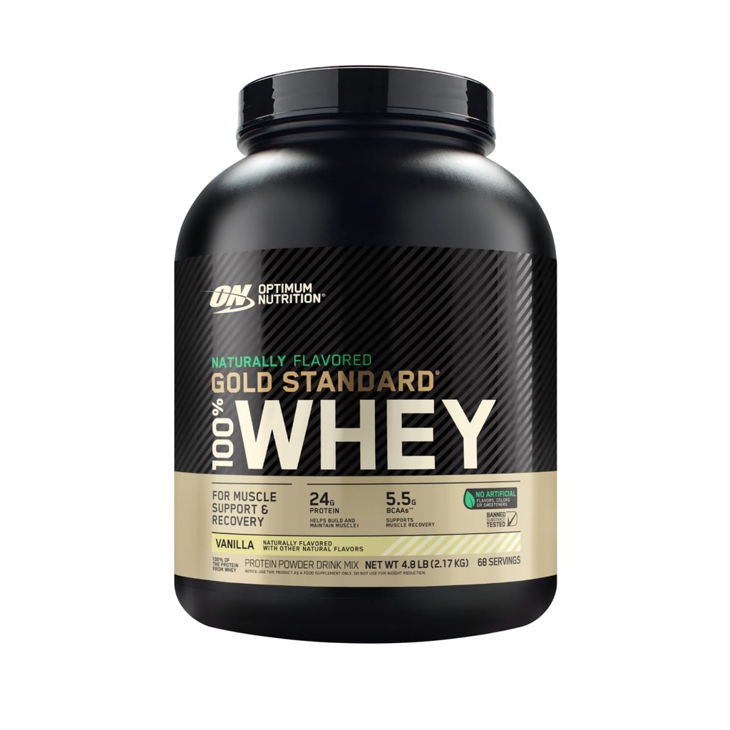 Optimum Nutrition Gold Standard 100% Hera Luonnollisesti maustettu proteiinijauhe 4,8 (Packaging May Vary), Vanilla, 76.8