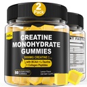 Creatiini Monohydraatti Gummies for Men & Women - kanssa BCAA, Collagen Peptides, L-Tauriini, B12-vitamiini, D3, purut Creatiini Monohydraatti 5g per tarjoilu, luonnollinen sitruunan maku, sokeriton, 2 pakkaus