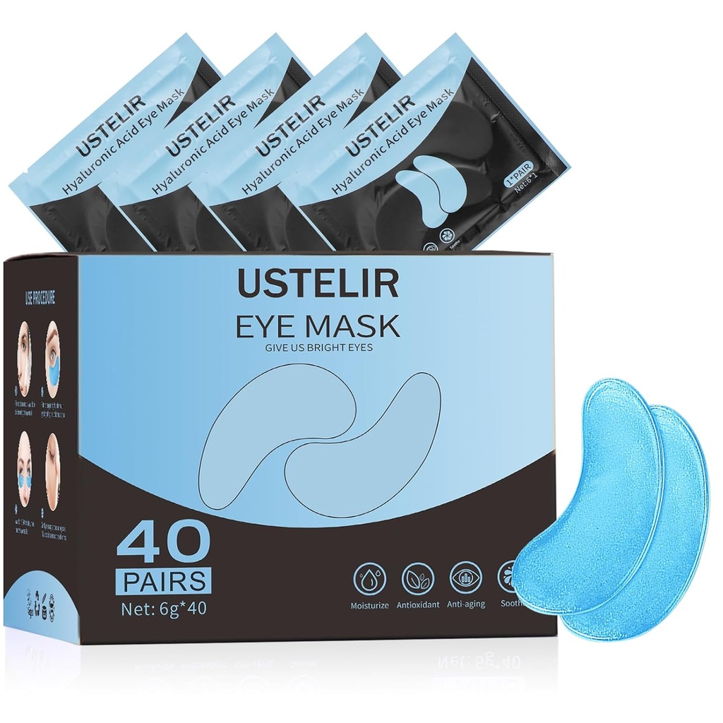 Under Eye Patches, 40 Pairs Eye Mask för mörka cirklar, Puffy Eyes, Undereye Bags, rynkor,Eye Mask Patches med Hyaluronsyra, Eye Treatment Skin Care för Män & Kvinnor Gift