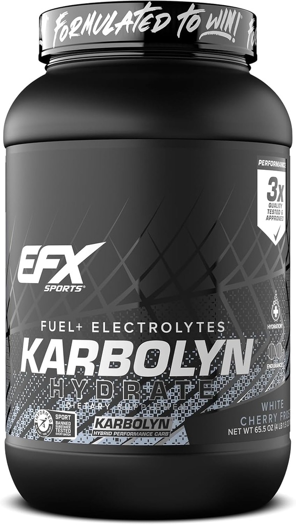 EFX Sports Karbolyn Hydrate | Kolhydratpulver + Electrolytes | Sugar Free Sports Drink Mix | Bränsle & Hydration | Stimulant Free | 66 portioner (White Cherry Frost)