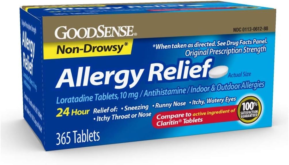 Goodsense Allergia Relief Loratadine 10 Mg 24 Hr Tabletit, sininen, 365 Luku (Pakki 12)