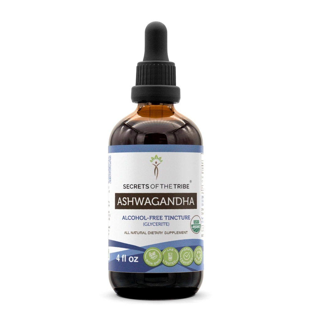 Ashwagandha USDA Organic Tincture alkoholiton uute, Ashwagandha Wienia Somnifera Anti-stress ja rentoutuminen 4 OZ