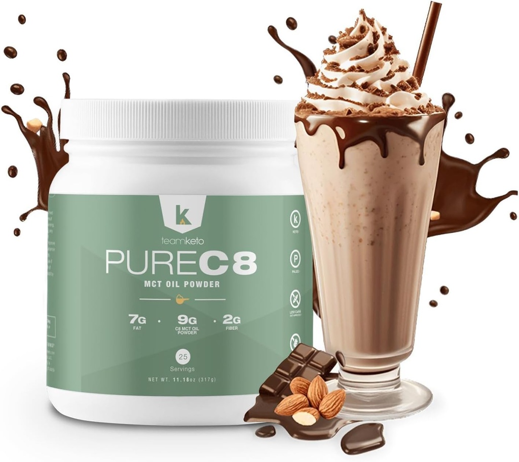 TeamKeto C8 MCT Öljyjauhe ... chocolate hasselpähkinä Ketogeeni MCT Coffee Creamer- Vegaani-ystävällinen, Gluteeniton & valmistettu GMP Compliant, FDA rekisteröity laitos- täydellinen kahvitee & proteiini Shakes 270g
