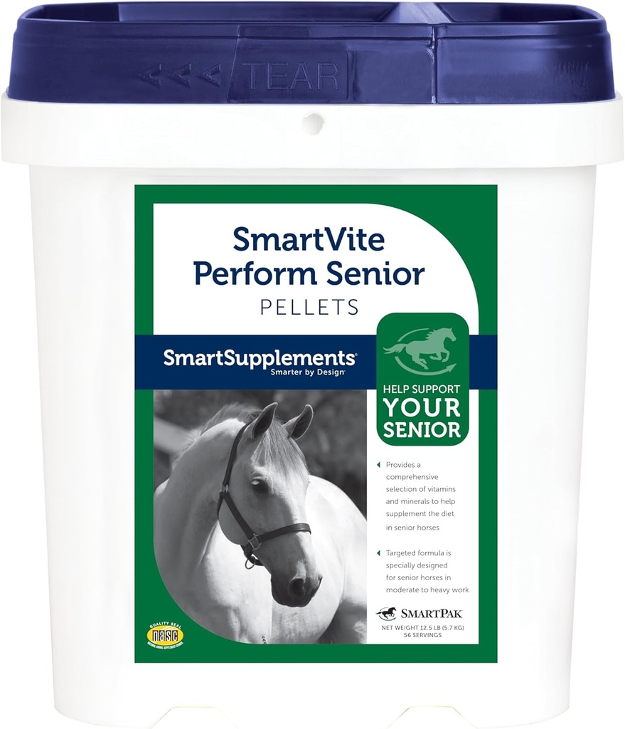 SmartVite Perform Senior Pellettejä ... E-vitamiini, magnesium Supplement Senior Horses... Sisältää C-vitamiinia, B-kompleksia, Mangaania, Biotiiniä ja enemmän... 56 Servings...