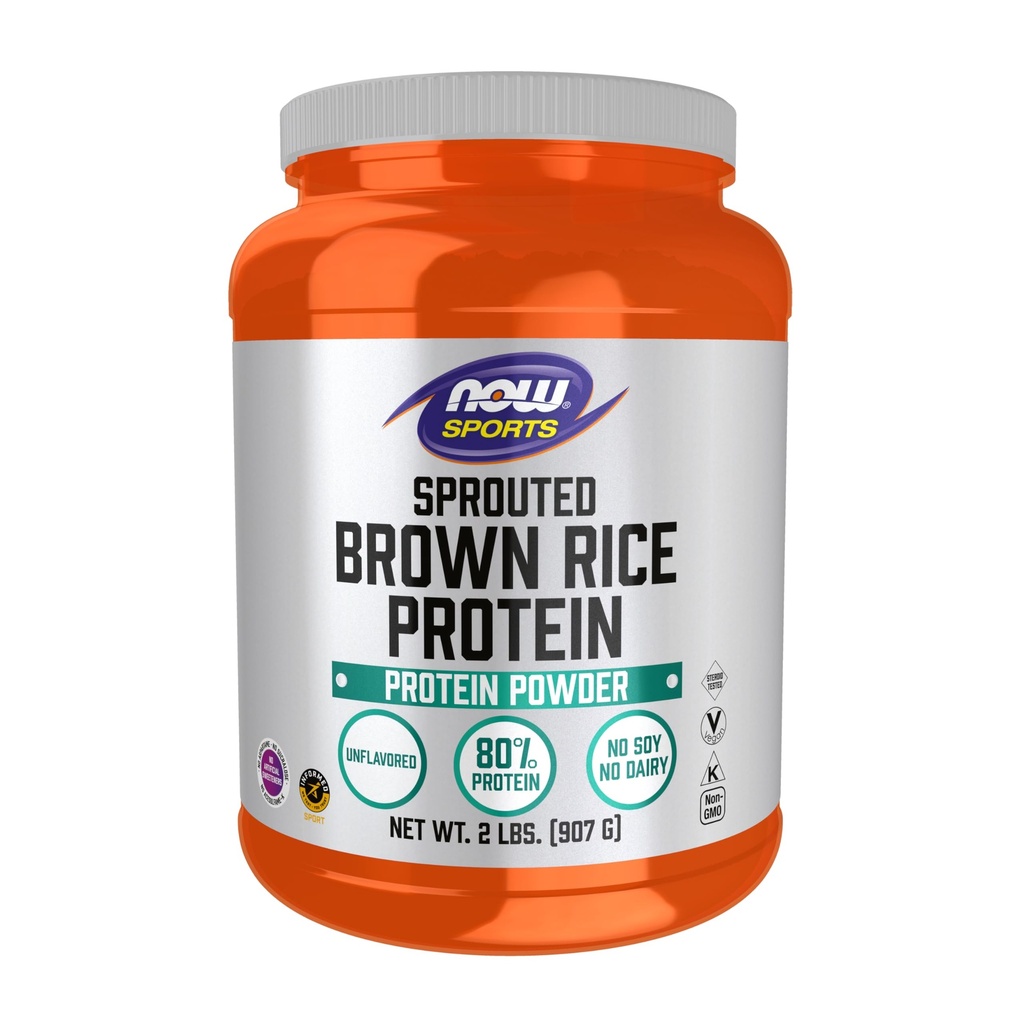 Now Foods Sports Nutrition, Sprouted Brown Rice Protein, 80% proteiinia, makuamaton jauhe, 2-kiloinen