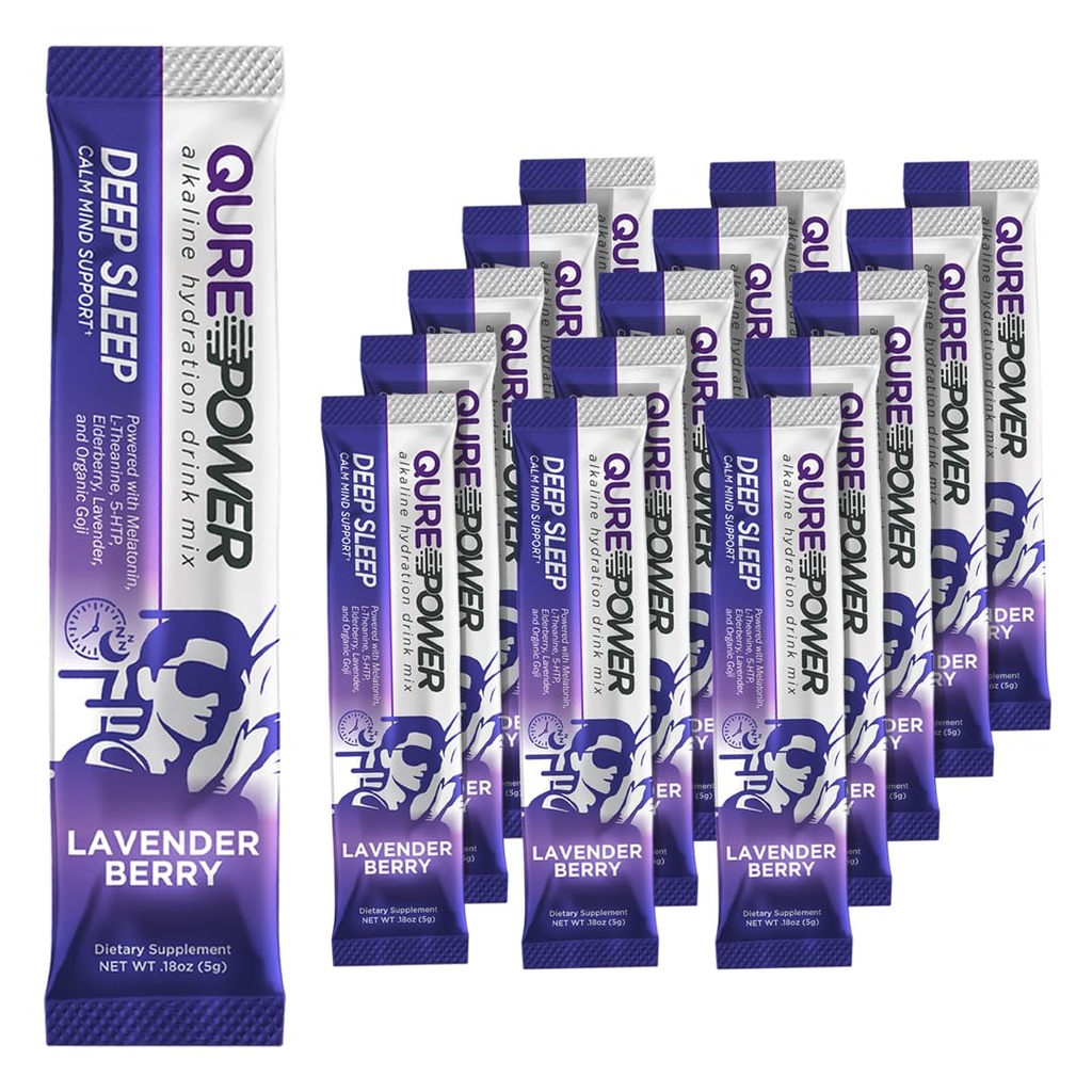 QURE Deep Sleep Aid Drink Mix w/ 5 mg Melatoniini & L- Theanine for Stress Relief 