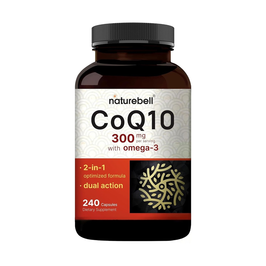 NatureBell CoQ10 300mg Omega 3, 240 kapselia - 120 päivän toimitus 
