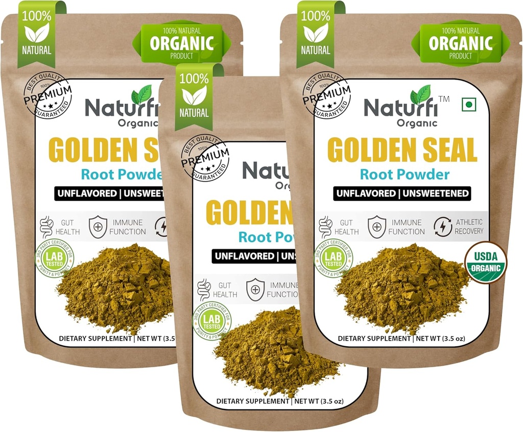 Naturefi Organic Goldenseal juurijauhe - 10.5 oz, 300 tarjoilua *USDA Organic Lab Tested * Pure Natural Goldenseal juurijauhe täydennysosa