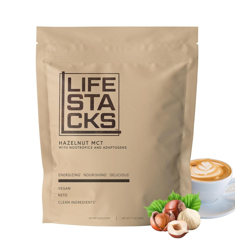 Hazelnut MCT Oil Powder to Boost Energy & Focus - Nootropic + Adaptogens for an Experience - Keto, Vegan, 0 Sokeri - pinottu menestykseen Ginseng, Rhodiola, L-tyrosiini