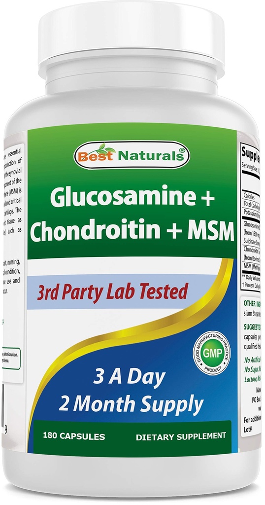 Best Naturals Glukosamiinikondroitiini ja MSM (ei-GMO) - edistää yhteistä terveyttä - 180