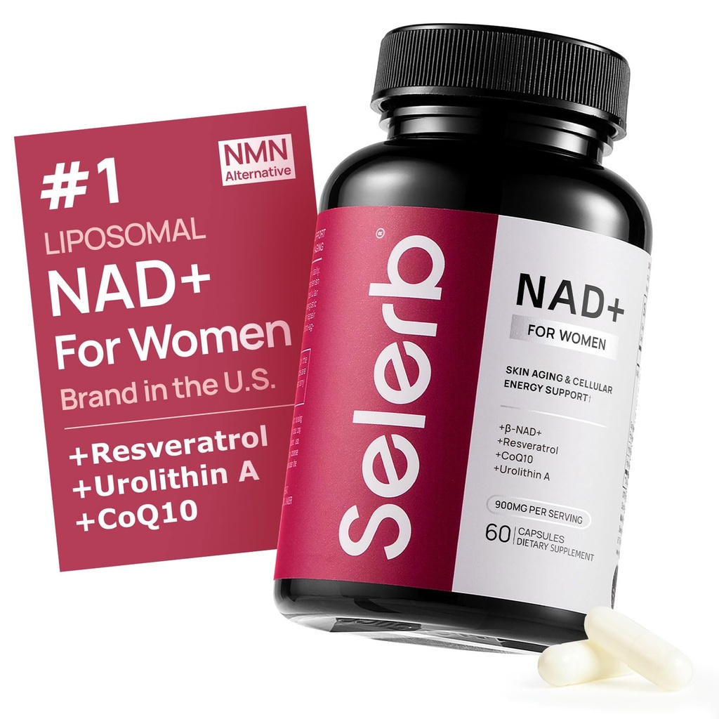 NAD+ Tillägg för kvinnor - NMN Alternativ med β-NAD+, Trans-Resveratrol, CoQ10, D-Ribose - främjar cellulär förnyelse, energi och strålande hudhälsa - 60 kapslar Avancerade
