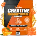 Kreatiini Monohydraatti Gummies for Men & Women, 4 g Creatiini Monohydraatti per tarjoilu maksimaalinen teho vahvuus, suorituskyky, sokeriton, vegaaninen, pre-Workout täydentää(120 Count)-Orange