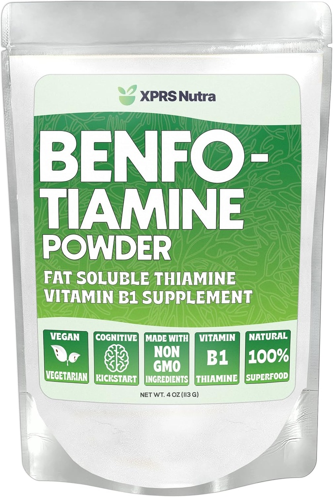 XPRS Nutra Benfotiamiini Powder (Thiamiini) - rasvaliukoinen Happy Heart Tiamine Supplement - Advanced B1-vitamiini Benfotiamiini kognitiivinen Boost - vegan Friendly Benfotamiini Powder (4 Ounce)