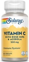 Solaray C w/Rose HIPS & Acerola Two-Stage, Ajastettu-Release, Veg Cap (Btl-Plastic) 500 mg 100