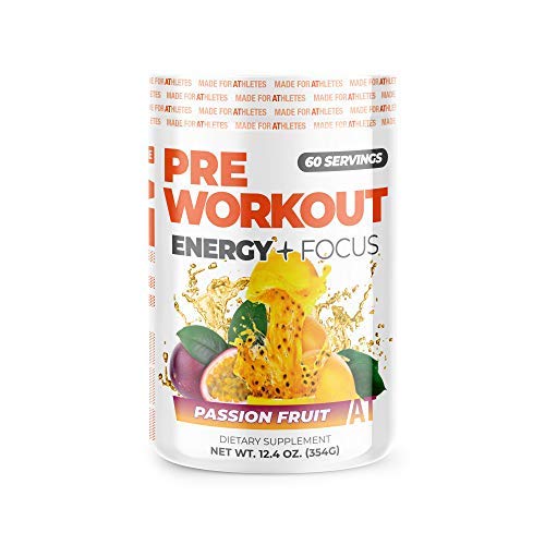 Om Time Pre Workout Energy + Focus, Passion Fruit | 60mg Koffein från grönt te, naturliga smaker, inga Jitters eller kraschar, No Stim, Gluten Free, Sugar Free, 60 portioner