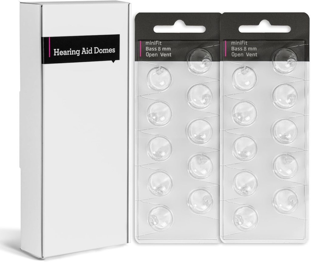 Hearing Aid Domes för oticon minifit bas 8mm Open Vent - Ersättning Ear Caps, Silicone Ear Tips & oticon Tillbehör | Premium Oticon Hearing Aid Supplies for Comfort and Clarity (2PACK)