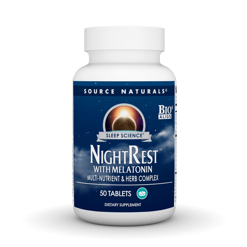 Source Naturals Sleep Science NightRest Melatonin, Multi-Nutrient & Herb Complex* - 50 tablettia