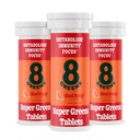 8Greens Supergreens tabletter | Super Greens Powder Superfood Tablet, Metabolism Immunity & Focus, Daily Greens Effervescent Tablets, Organic: Aloe Vera, Spirulina, Chlorella, Blood Orange, 30 portioner