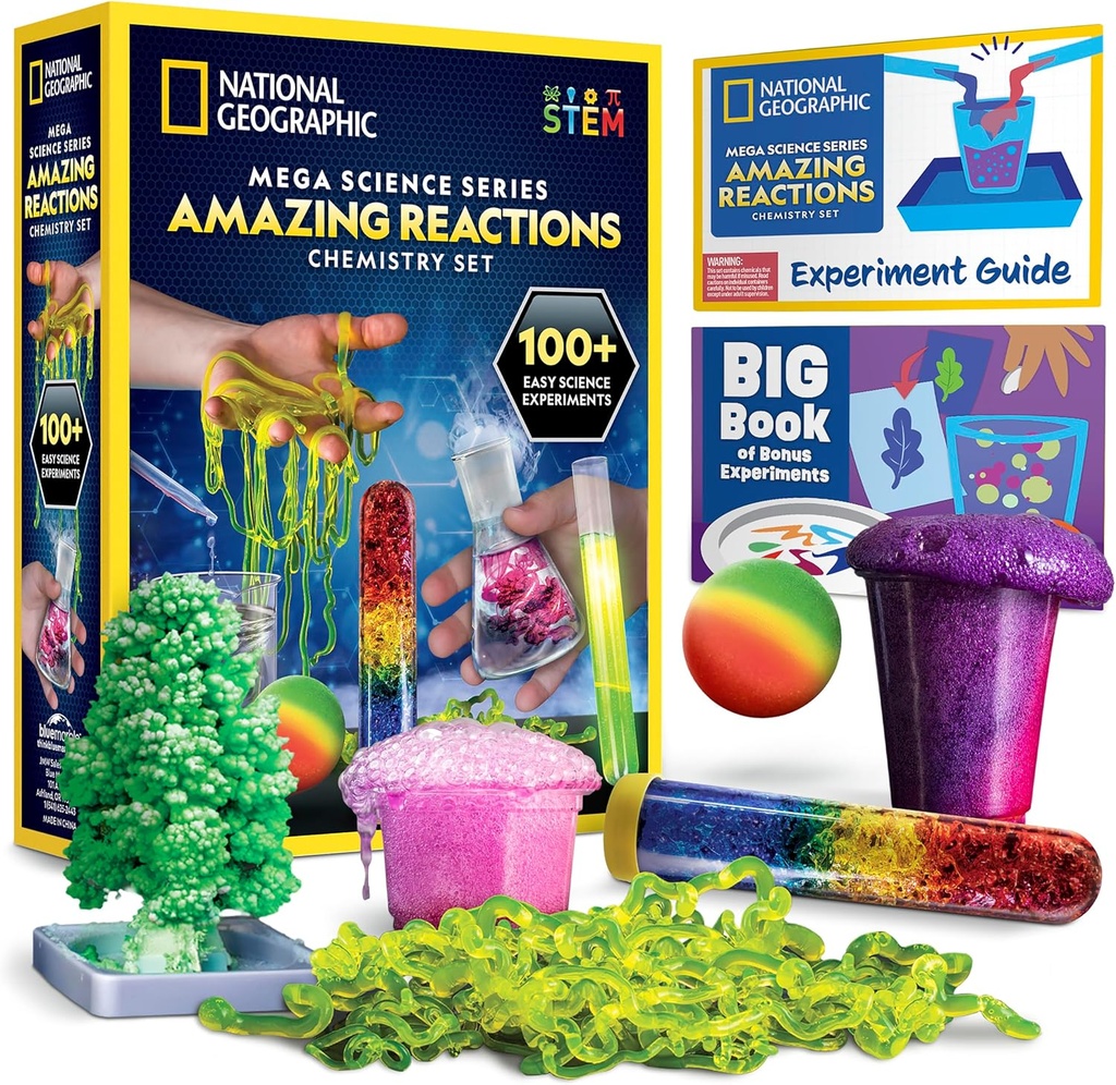 National Geographic Amazing Chemistry Set - Chemistry Kit 45 Science Experiments lukien Crystal Kasvaminen ja reaktiot, Tiede Kit lapsille, STEM Lahja pojille ja tytöille (yksinomainen)