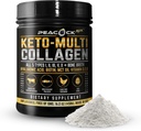 Keto Multi Collagen Peptides 16,2 oz - Bone Broth Protein Powder, jossa on 5 tyyppiä hydrolysoitu kollageeni, MCT öljy & biotiini iholle, nivelet, hiukset ja kynnet, makuamaton kollageenijauhe