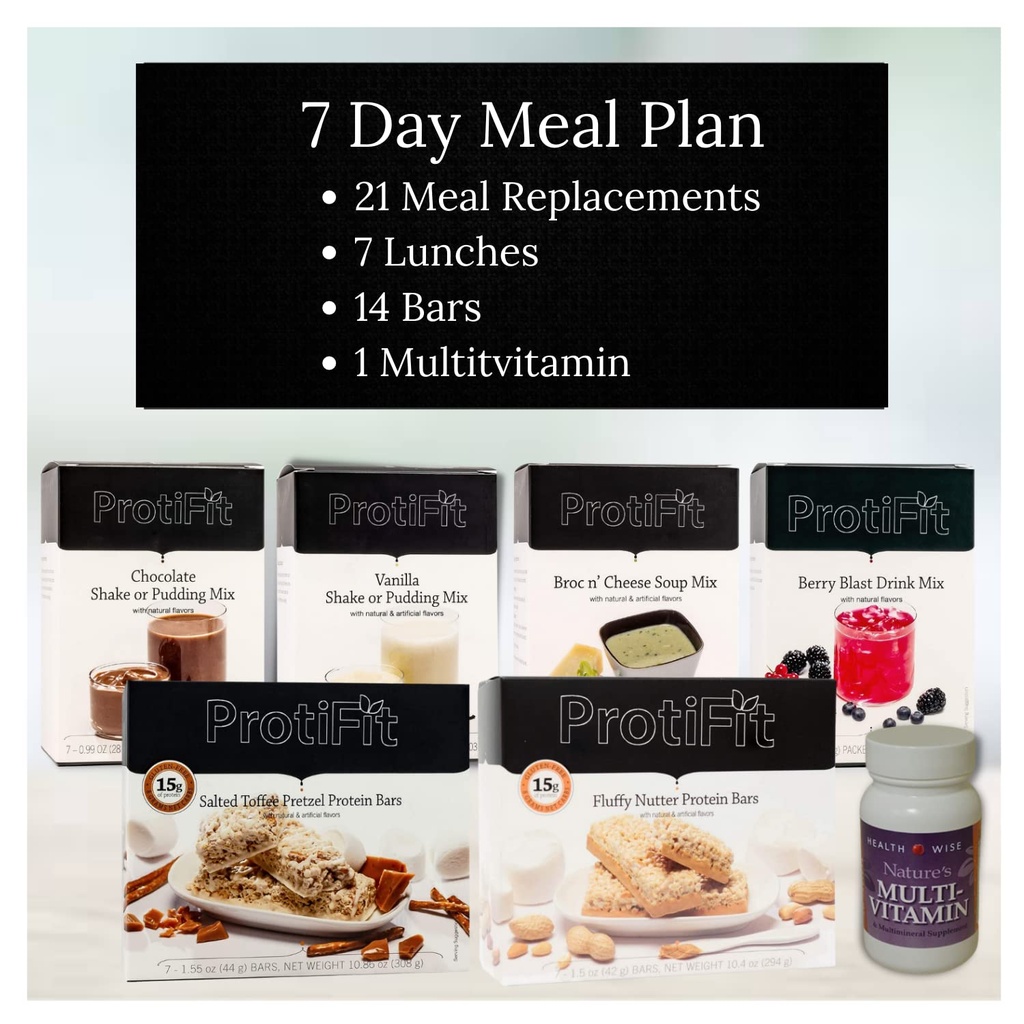PROTFIT - Korkea proteiini ruokasuunnitelma Aloituspakkaus, 15g proteiinia lisäravinteet ja välipalat, 30 päivää monivitamiinia, ihanteellinen proteiini yhteensopiva (7 päivä Kit)