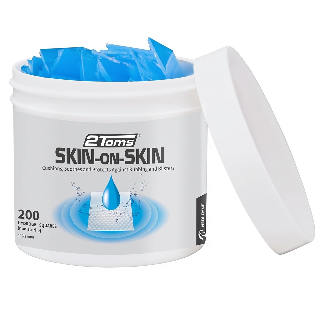 2Toms Skin-On-Skin Hydrogel aukiot rakkuloille, Chafing, Skit, Ärsytys, ja kivunlievitys, 200 1 tuuman neliöt