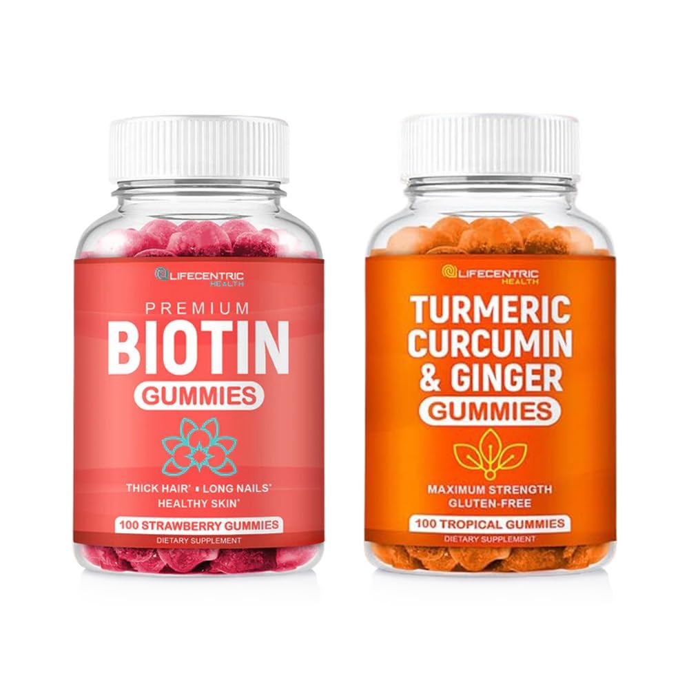 Biotin & Turmeric Vegan Gummies Combo ... Max vahvuus hiusten kasvu, ihon terveys ja yleinen hyvinvointi ...10 000mcg Biotin & 95% Standardoitu turmeeric Curcumin...