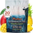 TruWild Motion All Natural Pre Treout Powder Drink Mix for Men & Women with no Jitters or Crash, Whole Food Plant Based Vegan, Organic with Electrolytes + BioPerine, 20 Palvelua (Pineapple Mango)