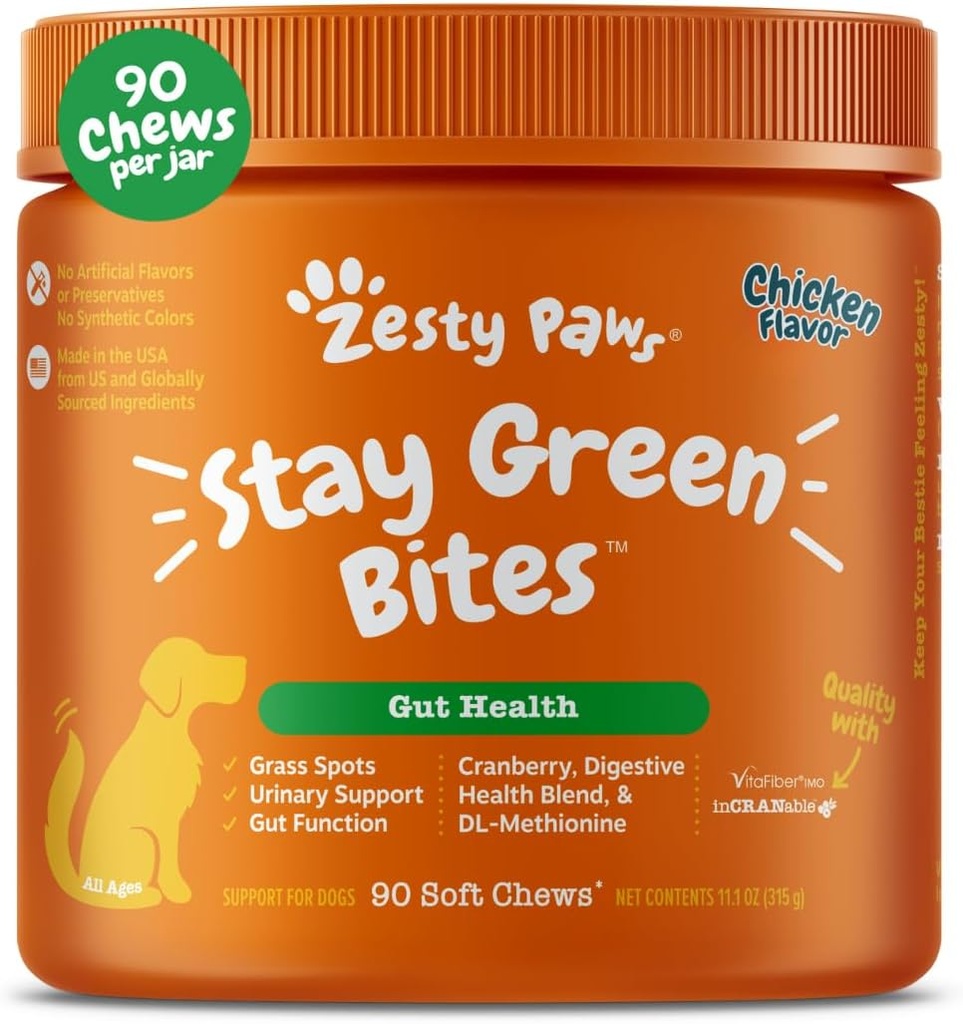 Zesty Tassut Pysy vihreitä puremia koirille - Grass Burn Soft Chews nurmikon spot aiheuttaa koiran Virtsa - karpalo virtsarakon ja kanan - 90 kreivi