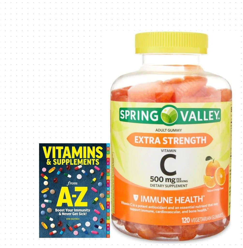 Spring Valley Extra Strength C-vitamiini, 500 mg Kasvissyöjä Gummies, 120 Count + Parempi opas Vitamiinit Lisäravinteet Varaa ilmaiseksi Ei myydä erikseen