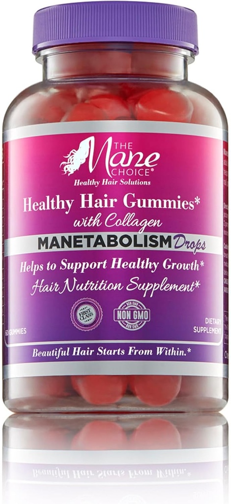 Mane Choice MANETABOLISM Drops Terveet hiukset vitamiineja Collagen (60 Gummies) Hiukset iho ja kynnet vitamiinit, hiusten ravitsemus täydentää naisten ja miesten pidempään, tikkaat ja terveempi hiukset