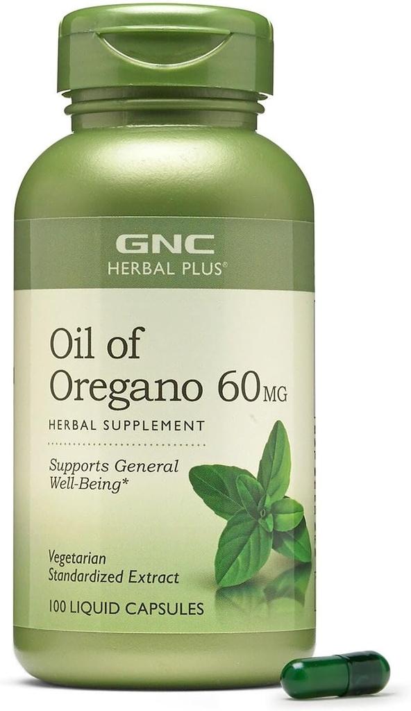 GNC Herbal Plus öljy Oregano 60mg täydentää, kasvissyöjä, tukee General Well-being, 100 tarjoilut