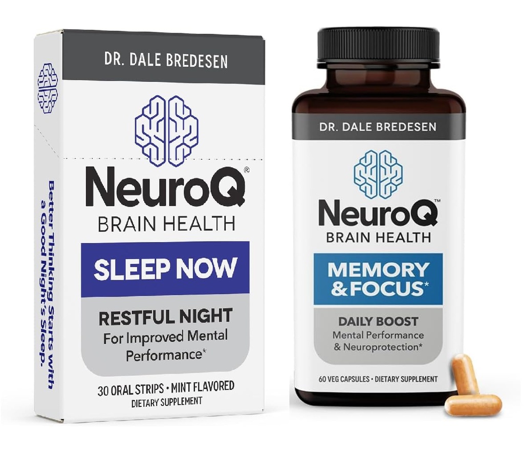 LifeSeasons NeuroQ Memory & Focus with SleepNow Strips - 24/7 Brain Health Support - Parantaa kognitiivista unitoimintoa - 30 päivän tarjonta