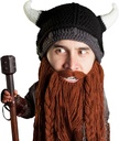 Parta Head Viking Pillager - Original Handmade Knit Viking Horn Helmet ja irrotettava ruskea / musta parta