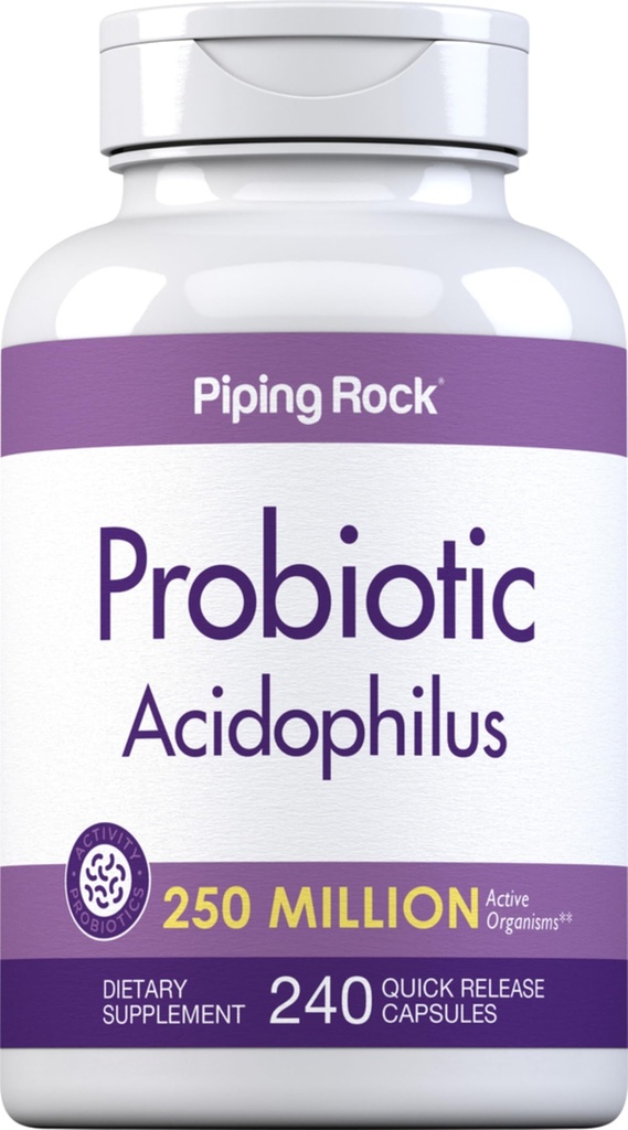 Piping Rock Probiotic Acidophilus kapslar | 250 miljoner CFU | 240 piller | Kosttillskott | Non-GMO, Gluten Free