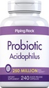 Piping Rock Probiotic Acidophilus kapslar | 250 miljoner CFU | 240 piller | Kosttillskott | Non-GMO, Gluten Free