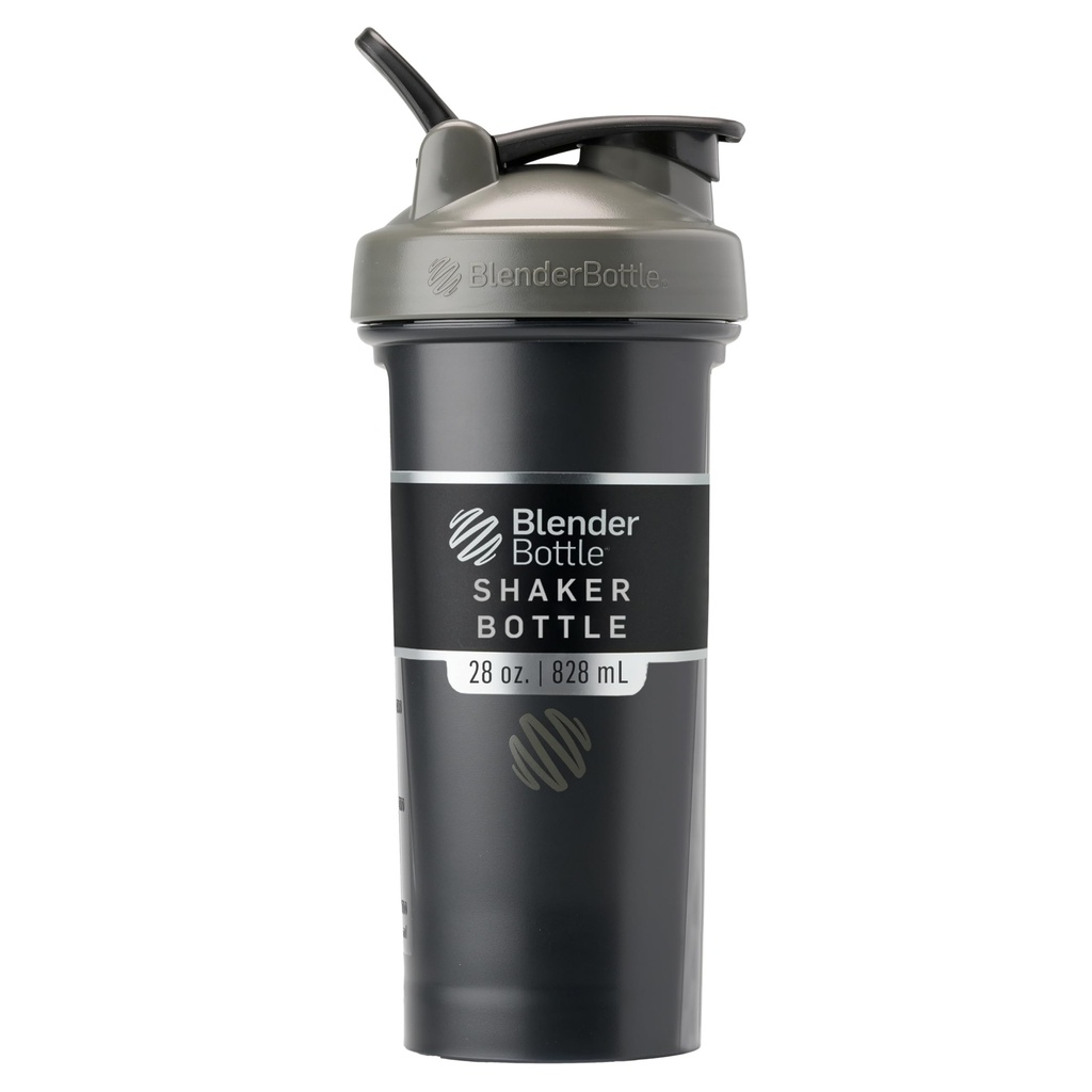 BlenderBottle Classic V2 Shaker Bottle Perfekt för Protein Shakes och Pre Workout, 28-Ounce, grå / svart, svart skugga