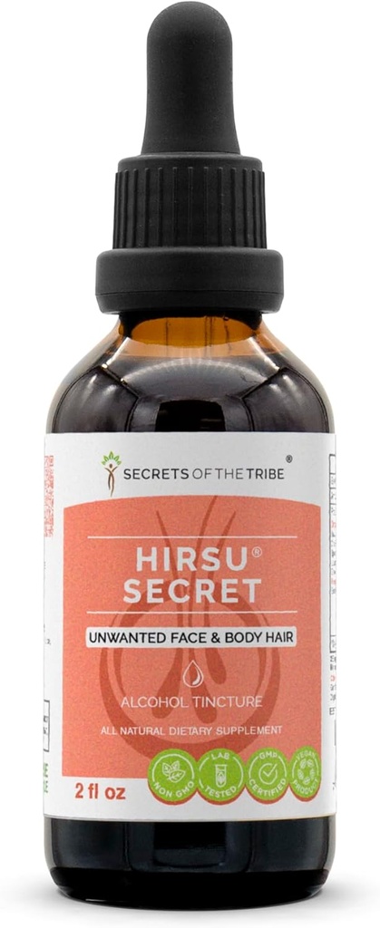 Heimon salaisuudet - Hirsu Secret, Herbal Supplement Blend Drops Alkoholin nesteuute, toivomaton kasvot ja kehon hiukset (2 fl oz)