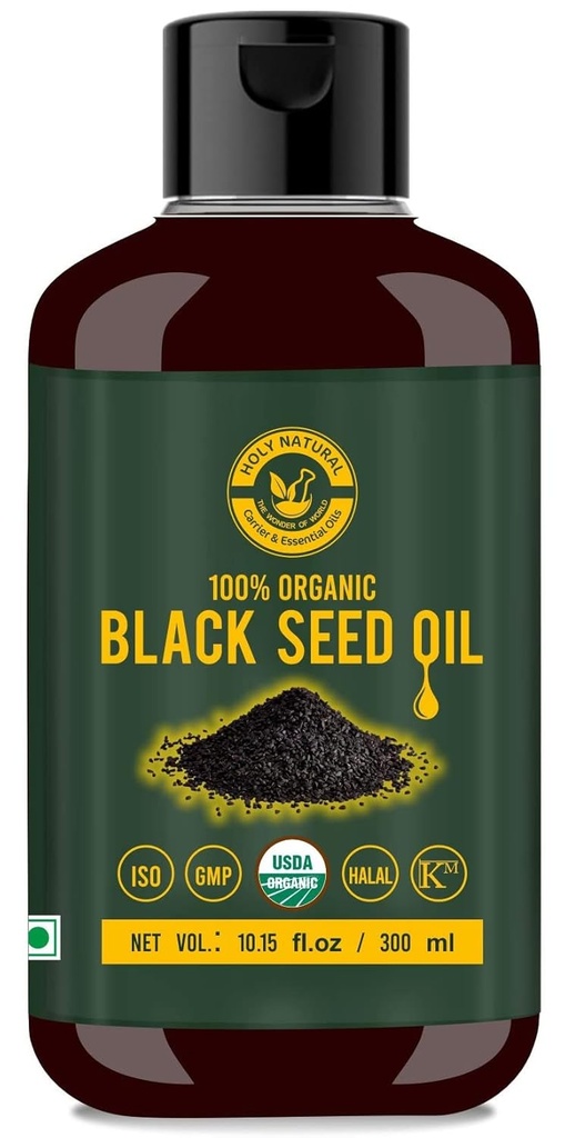 Black Seed/Nigella Sativa/Kalonji Seeds Oil (10.15 fl oz), Virgin Cold-Pressed, Pure & Natural, No GMO, Untreated Black Seed Oil – Källa av Thymoquinone & Omega 3,6 & 9