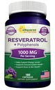 aSquared Nutrition Natural Resveratrol Red Wine Extract - 180 kapselia - Trans Resveratrol Antioksidantti täydentää pillereitä Pure Heart Health - Extra Strength Trans-Resveratrol