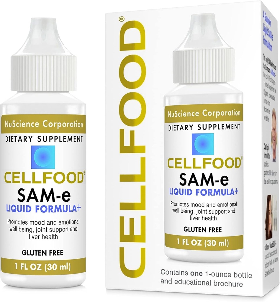 Cellfood SAM-e Liquid Formula+, 1 fl oz - Joint Support & Liver Health - Liquid for Helpompi imeytyminen ja parempi biologinen hyötyosuus - Gluteeniton, ei-GMO - 30 päivän toimitus