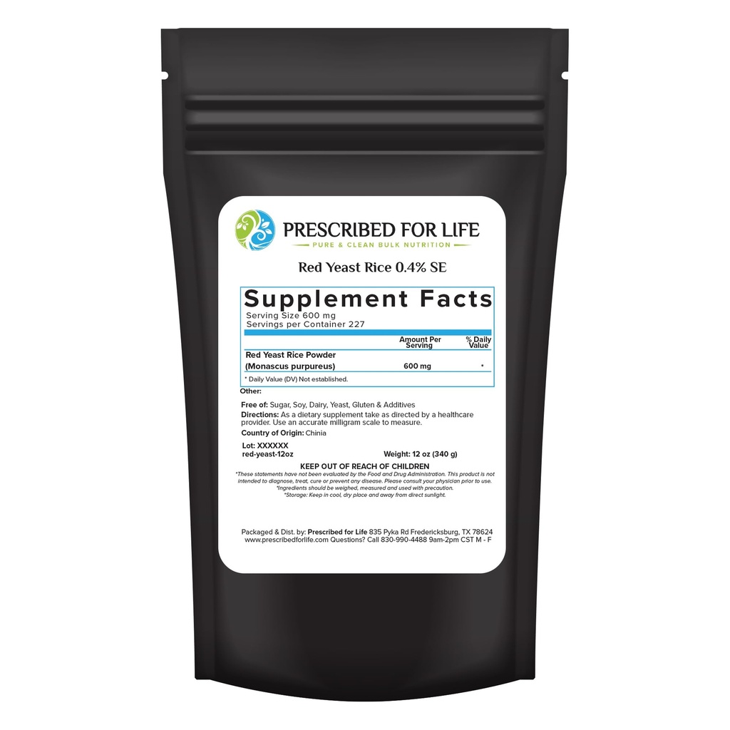 Määrätty for Life Red Yeast Rice Powder, Red Yeast Rice Supplement to Support Health, Vegan, Gluteeniton, Ei GMO, Monascus purpureus (12oz / 340g)