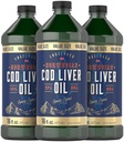 Carlyle Norwegian Cod Liver Oil | 16oz | Förpackning med 3 flaskor | Liquid Unflavored Fish Oil Supplement | Icke-GMO, Gluten Free