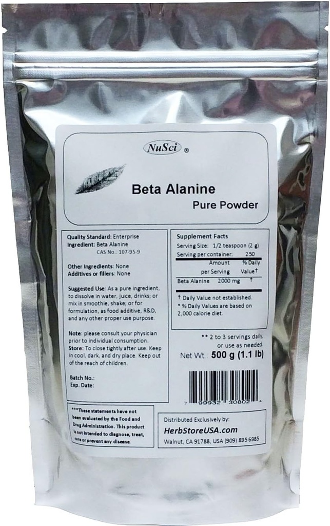 Pure Beta Alanine Powder for Endurance (500 Gram (1, 1 lb))